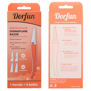 Zinken legering metalen handvat Dermaplane scheermes, enkelvoudig mes met veiligheidsbescherming gezichtscheersysteem met navullingen - Product Image 5