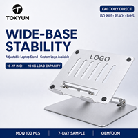 Groothandel OEM Verstelbare Opvouwbare Aluminium Laptopstandaard Ergonomische geventileerde Notebookhouder met antislip pads voor bureau