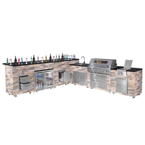 Cuisine extérieure modulaire préfabriquée avec barbecue électrique, évier en acier inoxydable et îlot de cuisine - Product Image 2