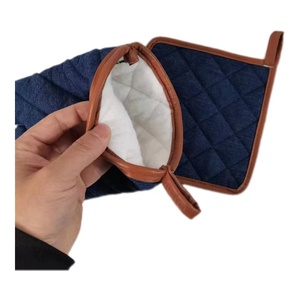 Resistente al calore stampa in tela di cotone <span class=keywords><strong>guanti</strong></span> da <span class=keywords><strong>forno</strong></span> e set di pentole in Denim da cucina <span class=keywords><strong>guanti</strong></span> per la cottura barbecue e lavoro - Product Image 4