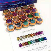 Poudre chromée pour nail art quotidien, or, argent, pigment miroir métallique, collection de 20 couleurs