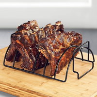 Estante para barbacoa al aire libre, estante para carne y cordero, esqueleto para utensilio con pollo, pavo, comida, pollo y muslos