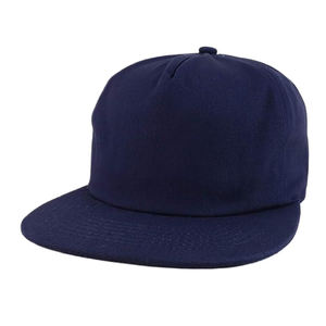 Custom Embroidered Logo <b>Men</b> Fashion 5 Panel <b>Flat</b> Brim <b>Cap</b> Cotton Adjustable Solid Color Snapback <b>Cap</b> - Product Image 3