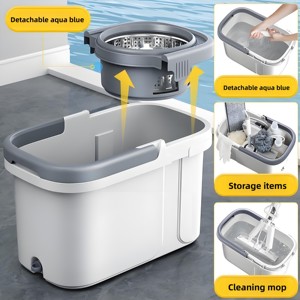 Factory Wholesale Best Selling 360 Degree Rotating Stainless Steel <b>Mop</b> Bucket Self-Wringer Eco-Friendly Flat <b>Mop</b> 700ml Capacity - Product Image 2