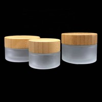 Hochwertige Mattglas-Kosmetikbehälter für Gesichts- und Körpercreme 15g 30g 50g 100g 150g 200g Glas-Kosmetikdosen mit Bambus-Schraubverschluss