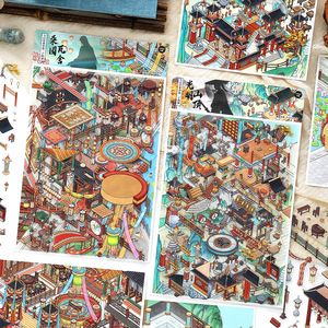 3 autocollants + 1 carte de scène par paquet, autocollants de paysage miniatures 2.5D, jouet de puzzle anti-stress pour planificateurs - Product Image 4