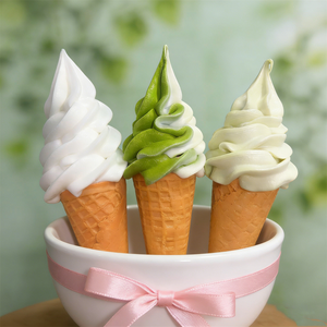 17cm Plastic Eco-Friendly Ice Cream Set Three Pieces White Matcha Mixed Soft Swirl Vanilla Model Realistic Food Simulation Shop - Product Image 2
