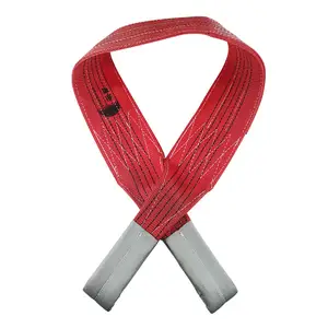 Dây Đai Nâng 10 Mm Đôi Ply Polyester Webbing Sling Với Mắt Nâng Tăng Cường 8T Polyester Mắt To Mắt Webbing Flat Sling