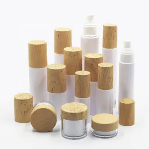 spray pump bottle 60 ml 120 ml Natural Bamboo Personal Care wooden cream PRC face cream bottles bamboo skin care packaging set