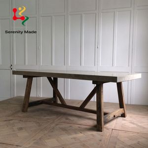 Ngoài Trời Sân Vườn Sự Kiện Đồ Nội Thất Nhà Hàng Gỗ Rắn Hình Chữ Nhật Bàn Ăn Dài - Product Image 3