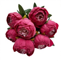 Bouquet de pivoines artificielles à 7 têtes faites à la main, fleurs de décoration florale pour la fête à la maison et Noël pour la Saint-Valentin