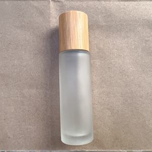 5ml 10ml <b>Glass</b> Roll <b>on</b> Bottle with Bamboo Lid Amber Frosted Refillable Essential Oil Bottle with Stainless Steel Roller Ball - Product Image 4