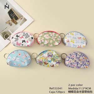 Portamonete semicircolare con fiore a farfalla 11,5x9 cm con portachiavi per donne e ragazze - Product Image 3