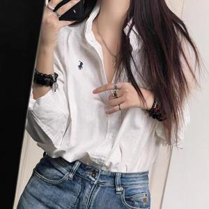 Camisa Unisex de Manga Larga de Algodón y Lino, Cuello Clásico, Bordado con Logotipo de <span class=keywords><strong>Caballo</strong></span>, Tratamiento Antiarrugas, Estilo Casual Otoñal - Product Image 3