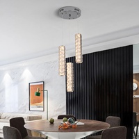 Personnalisé 3 têtes changeantes 3 couleurs moderne intelligent lustre en cristal appartement hôtel suspension décorative
