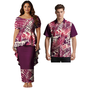 Chemise Aloha pour homme de haute qualité avec motif tribal personnalisé, robes polynésiennes haut de gamme pour femme, chemise samoane Puletasi, ensemble 2 pièces, costume de couple - Product Image 6