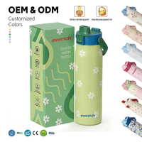 Bouteille d'eau en acier inoxydable personnalisable avec logo, gourde de sport à large ouverture pour le camping en plein air avec poignée et couvercle