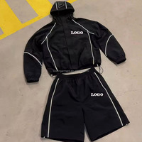 Ensemble survêtement unisexe en polyester et nylon, coupe-vent, avec logo personnalisé OEM, pour streetwear décontracté, vente en gros
