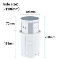 Prise de courant escamotable standard US avec chargeur sans fil 15W et tour d'alimentation USB 20W pour cuisine et bureau
