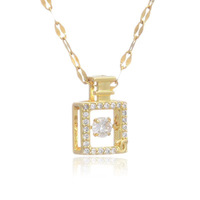 Magnifique Collier Pendentif Bouteille de Parfum en Zircon avec Chaîne Croisée en Acier Titane Plaqué Or pour Femme, Style Minimaliste, Idéal pour Fêtes et Quotidien