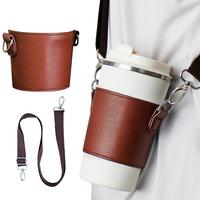 Pochette de transport portable en cuir PU pour tasses de café classiques jetables, bouteilles d'eau, et gobelets de voyage 400 ml – Sac à main pour boissons