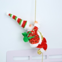 Père Noël Électrique Animé Grimpant sur Corde, Musique, Alimenté par Piles, en Plastique, Décoration Intérieure Classique de Noël