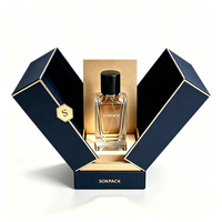 Boîte cadeau de parfum à double porte personnalisée, boîte en papier rigide, insert en mousse de velours, emballage de luxe pour une seule bouteille de parfum