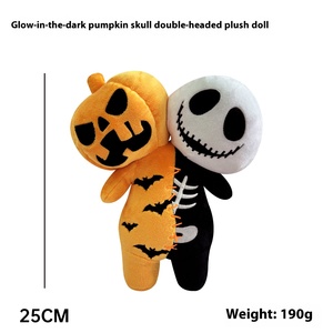 Cho Thiết Kế Ban Đầu Halloween Sáng Đồ Chơi Sang Trọng Đôi Đầu Bí Ngô Sọ Bat Chính Hãng Chất Liệu Cotton LED Chiếu Sáng PP Bông - Product Image 6