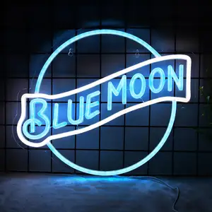 Blue Moon insegne al Neon per decorazioni da parete luci al Neon per camera da letto insegne a Led adatte per uomo Cave Bar Pub ristorante regalo Led Art Wall