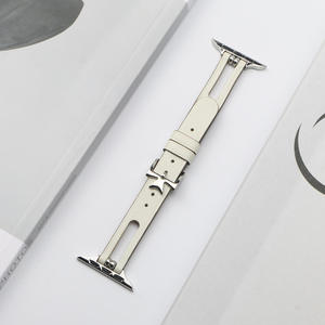 Bracelet de montre en cuir en gros pour Apple Watch Series 11/10 42mm 46mm Ultra 49mm SE 44mm, bracelet ajouré à double perles - Product Image 1