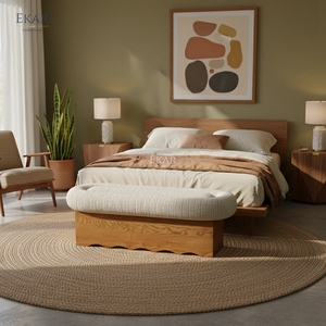 Banc EKAR '<span class=keywords><strong>Milo</strong></span>' <span class=keywords><strong>de</strong></span> style mi-moderne, rembourré en cuir, fabriqué à <span class=keywords><strong>la</strong></span> main en bois massif, meubles <span class=keywords><strong>de</strong></span> chambre à coucher pour hôtel et appartement - Product Image 4