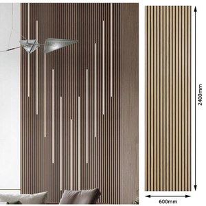 Acoustic Slat Gỗ Tấm Tường Polyester Sợi Óc Chó Màu Akupanel Gỗ Tấm Tường Với LED Ánh Sáng - Product Image 1