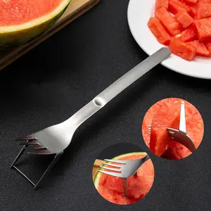 Новый многофункциональный кубический нож для фруктов, простой в использовании металлическая вилка из нержавеющей стали 304 для арбуза