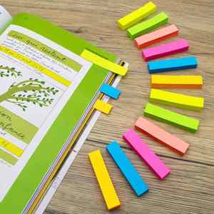 100 Hojas de Etiquetas Adhesivas Fluorescentes Largas, 5 Colores Sólidos, Marcadores de Página Autoadhesivos, para Estudiantes, Lectura, Oficina, Archivos, Regalo - Product Image 4