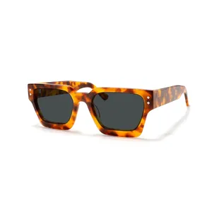 2023 New Fashion Vintage Brand Designer Women Square Metal Frame Polarized Glasses Sunglasses with Logo for Men