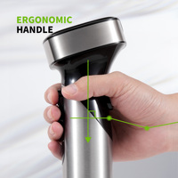 Mélangeur à vitesse variable 4-en-1, rechargeable avec batterie 2500mAh, bécher, hachoir, fouet et mousseur à lait sans BPA