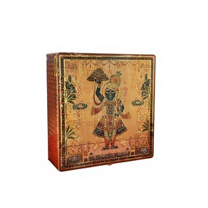 A-1 Crystal Resin Series Wooden <b>Box</b> 15x15.5 Inch Handmade Folk Art Painted Multifunction Polished Rectangle Tabletop Display 3 - Product Image 1