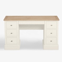 Table de maquillage de style minimaliste personnalisée, en bois massif peint en blanc, placage de chêne, console à 6 tiroirs, coiffeuse pour chambre à coucher