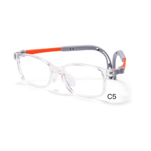 새로운 유행 유연한 경첩 사원 안전 안경 기하학적 패턴 실리콘 TR90 어린이 블루 안티 라이트 안경 프레임 - Product Image 6