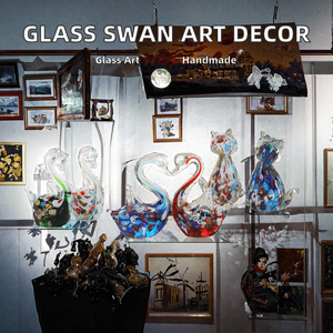 Escultura de Arte Moderno de Cristal de Murano Soplado a Mano, Estilo Animal, Cisne en Forma de Cúpula, Decoración Navideña para el Hogar de Tiny Glass World - Product Image 2