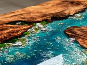 Acabado Resistente al Agua para Uso Profesional a Largo Plazo, Moderna Superficie de Mesa de Madera Epoxi con Madera Maciza - Product Image 3