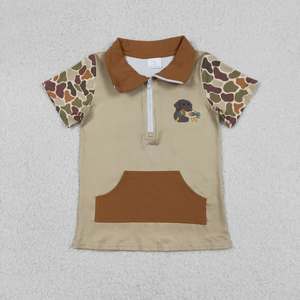 <span class=keywords><strong>Polo</strong></span> pour garçons RTS, bateau de pêche, camouflage gris-<span class=keywords><strong>bleu</strong></span>, fermeture éclair, manches courtes, t-shirt pour enfants - Product Image 4