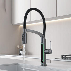 Gunmetal Gray Pull-Type <b>Kitchen</b> Faucet Zinc Alloy Hot Cold Three-Outlet Universal <b>Tap</b> Rotatable Sinks Basins Wholesale - Product Image 5