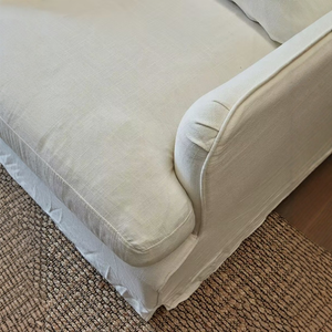 Canapé-lit individuel en tissu de <span class=keywords><strong>lin</strong></span> <span class=keywords><strong>blanc</strong></span> de style nordique <span class=keywords><strong>japonais</strong></span>, chaise de négociation, ameublement amovible et lavable - Product Image 4