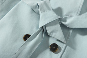 <span class=keywords><strong>Trench</strong></span> blu personalizzabile di alta qualità per le signore più dimensioni con la decorazione del bottone e la cintura della cintura per l'autunno - Product Image 4