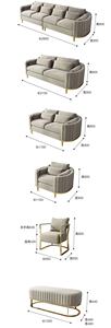 Nuovo stile di lusso in velluto grigio divano 3 posti divano set e divano sedile amante per soggiorno e hotel mobili - Product Image 6
