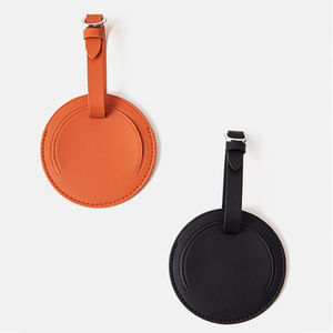 New round PU leather luggage <b>tag</b>, <b>suitcase</b> registration <b>tag</b>, leather hang <b>tag</b>, identification <b>tag</b>, logo printable. - Product Image 1