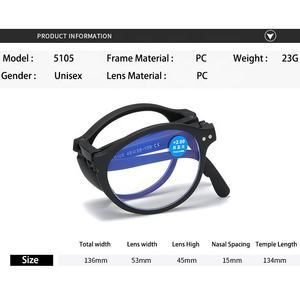 Sunbest5105卸売格安プラスチック折りたたみ拡大鏡おばあちゃん老眼鏡アンチブルーライトスプリングヒンジ読み取り眼鏡 - Product Image 6