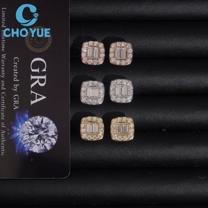 Hot Sale Baguette Cut Moissanite Stud <b>Earrings</b> Real 925 Silver Gold Plated Claw Setting Luxury Screw <b>Back</b> Stud <b>Earring</b> Jewelry - Product Image 4