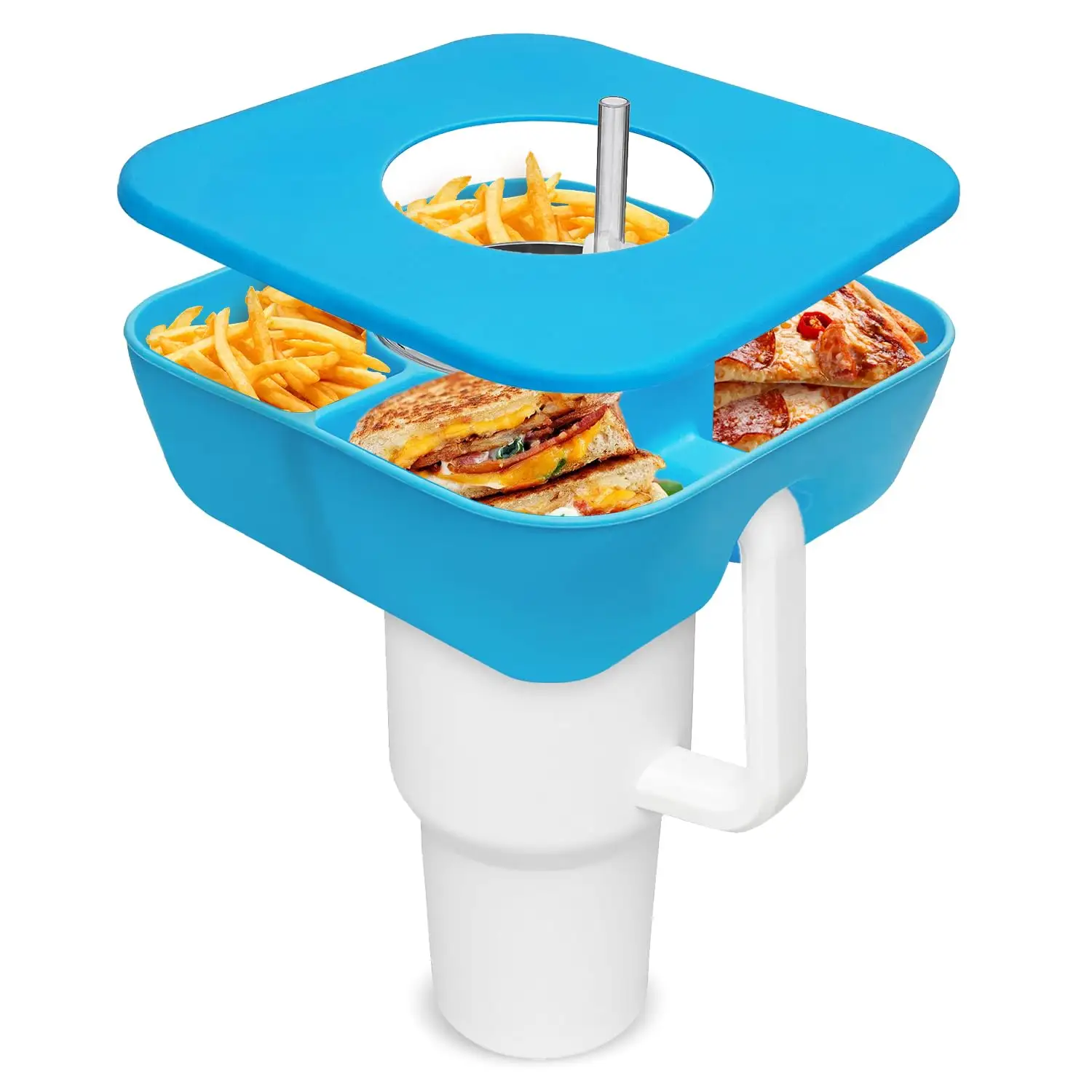 Mangkuk makanan ringan Stanley Cup Box makanan 4 kompartemen dapat digunakan kembali cincin makanan ringan silikon 40oz Stanley Cup aksesori nampan makanan ringan